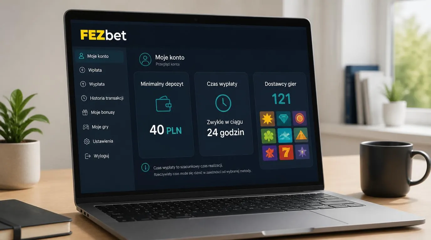 Panel kasyna z depozytem 40 PLN, orientacyjną wypłatą w 24 godziny i katalogiem 121 dostawców gier